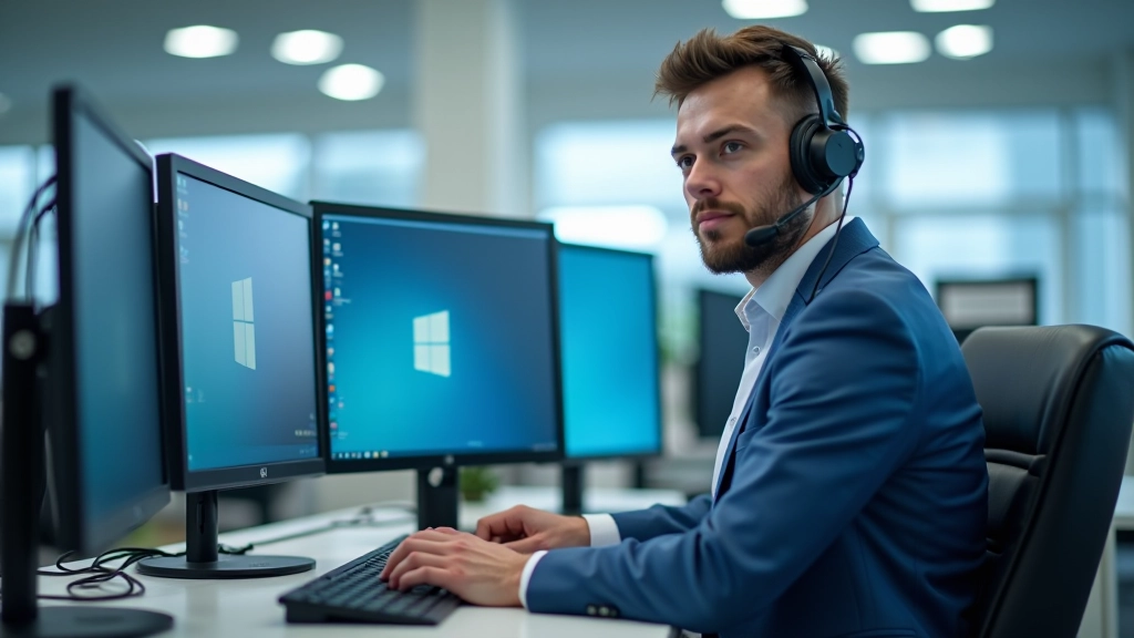 Especialista em otimização de Windows trabalhando em computador moderno