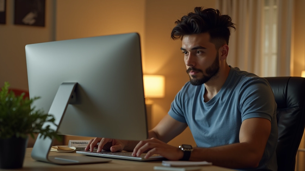 Pessoa na mesa usando laptop para trabalho remoto com suporte técnico